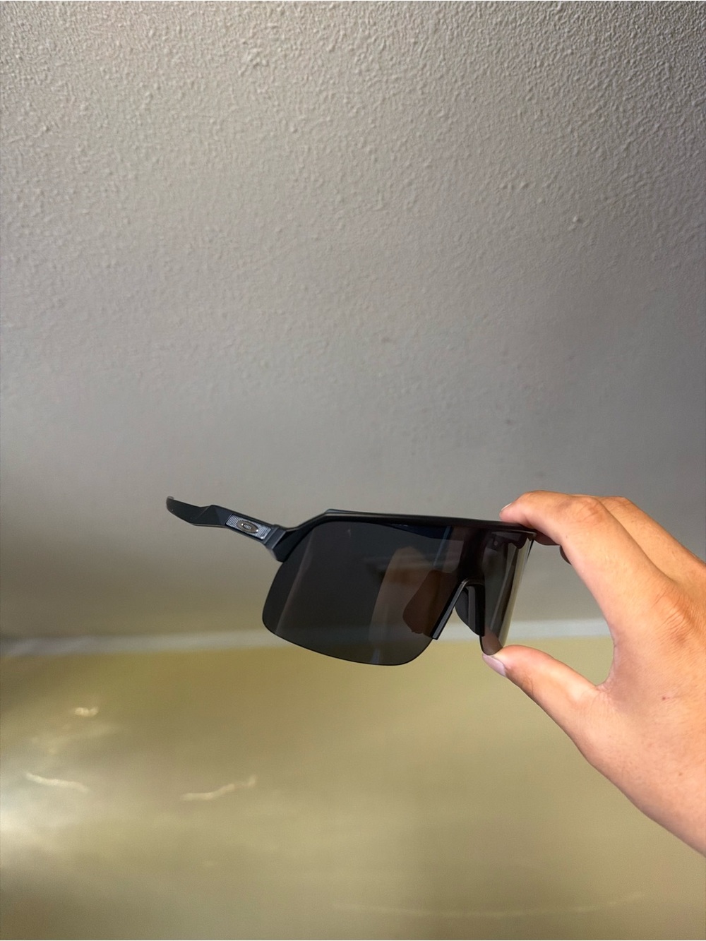 Oakley Style Black Semi-Rimless Men's Sunglasses - Sport Shield